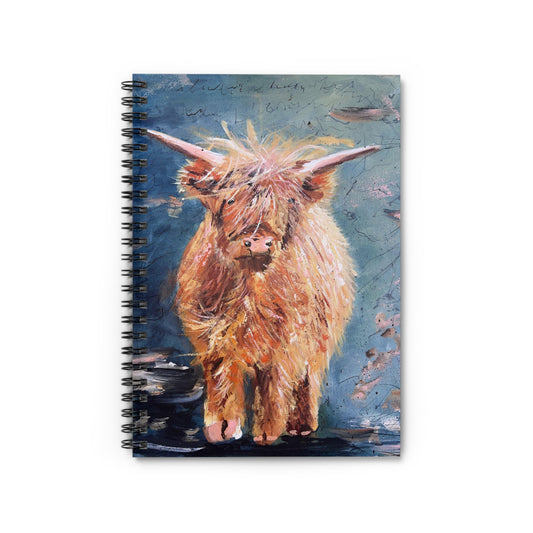 Highland Cow Print on Spiral Notebook - Ruled Line