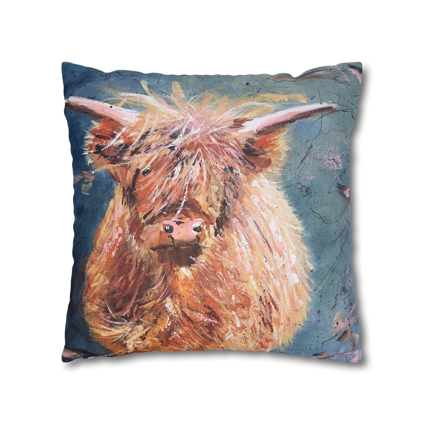 Highland Cow Spun Polyester Square Pillow Case