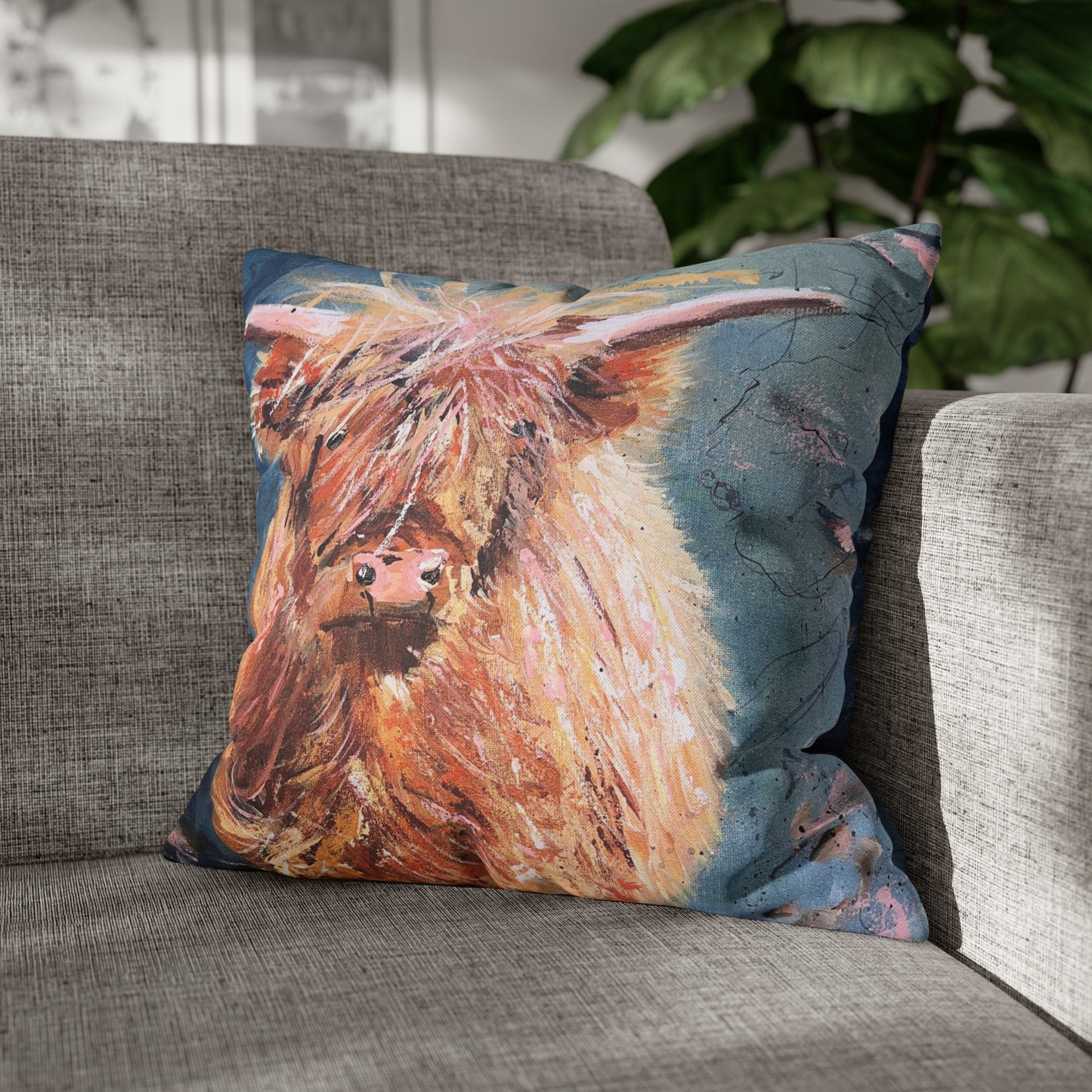 Highland Cow Spun Polyester Square Pillow Case
