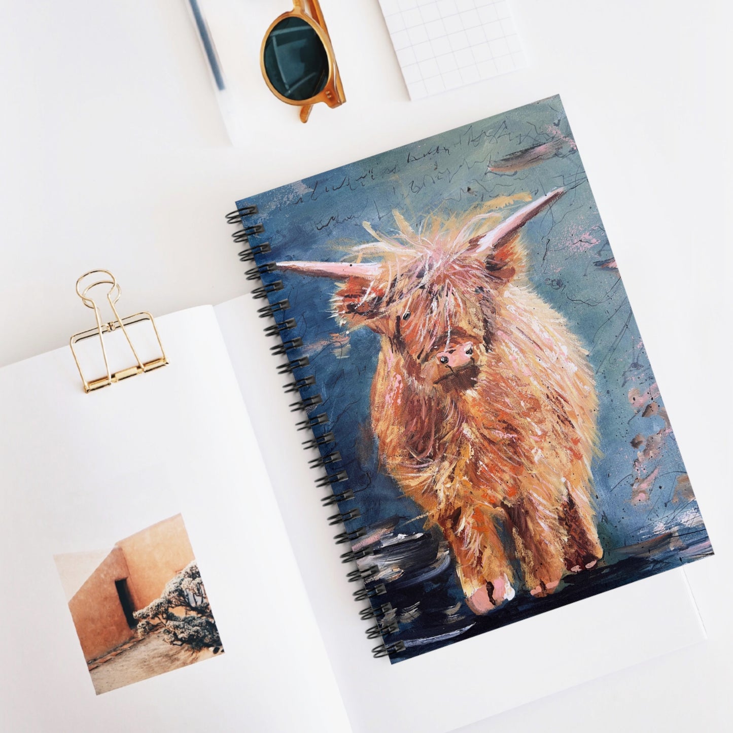 Highland Cow Print on Spiral Notebook - Ruled Line